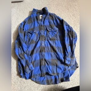 Aerie Blue and Gray Plaid Shirt